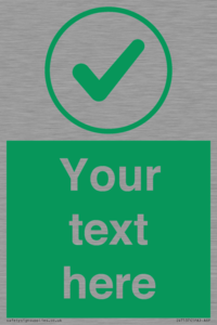 Custom green background, green tick in circle sign